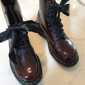 dr. martens boots burgundy patent leather